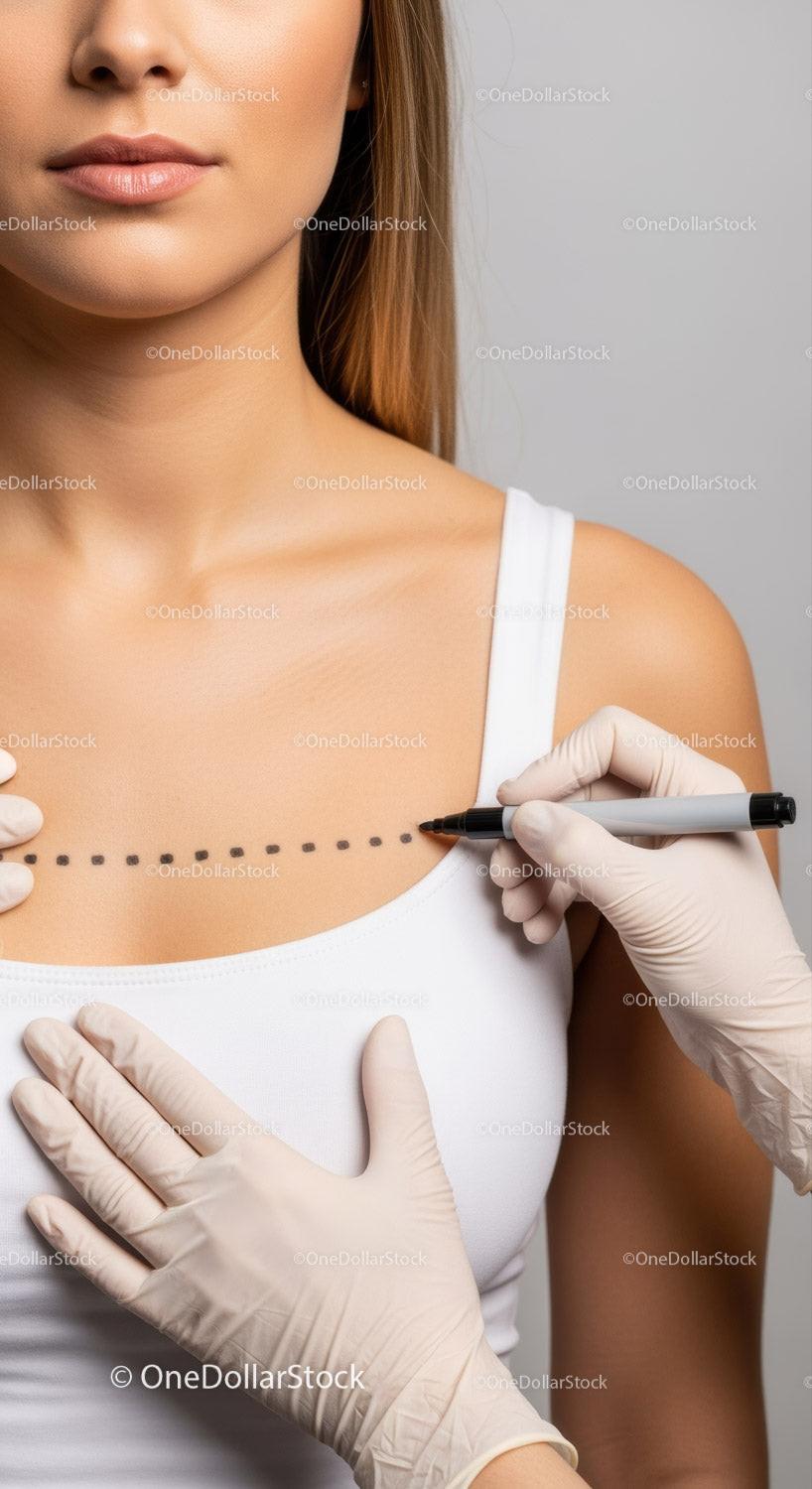 Woman Undergoing Medical Breast Examination for Cancer Screening