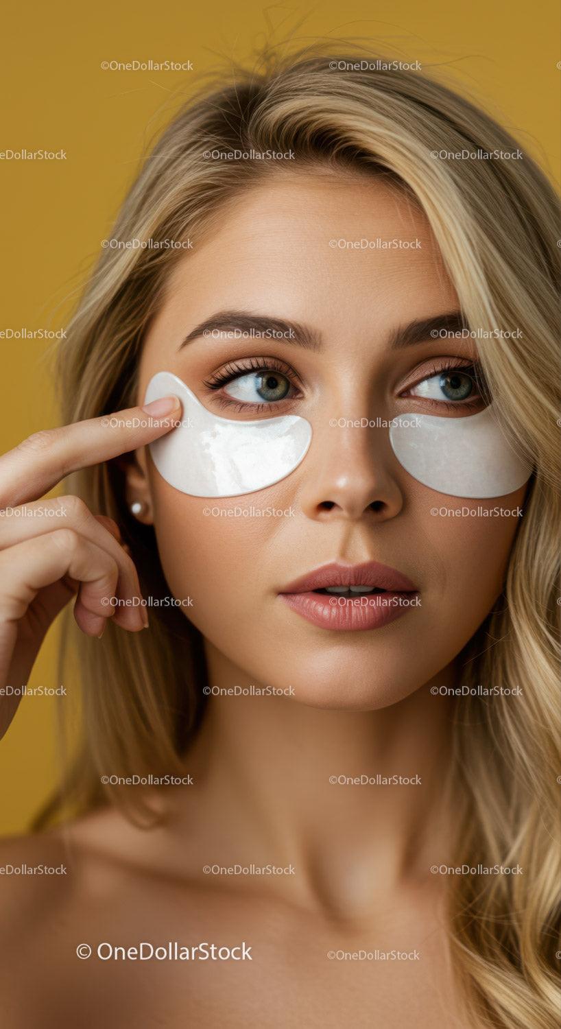 Close-Up of Woman Wearing Under-Eye Patches for Skin Rejuvenation