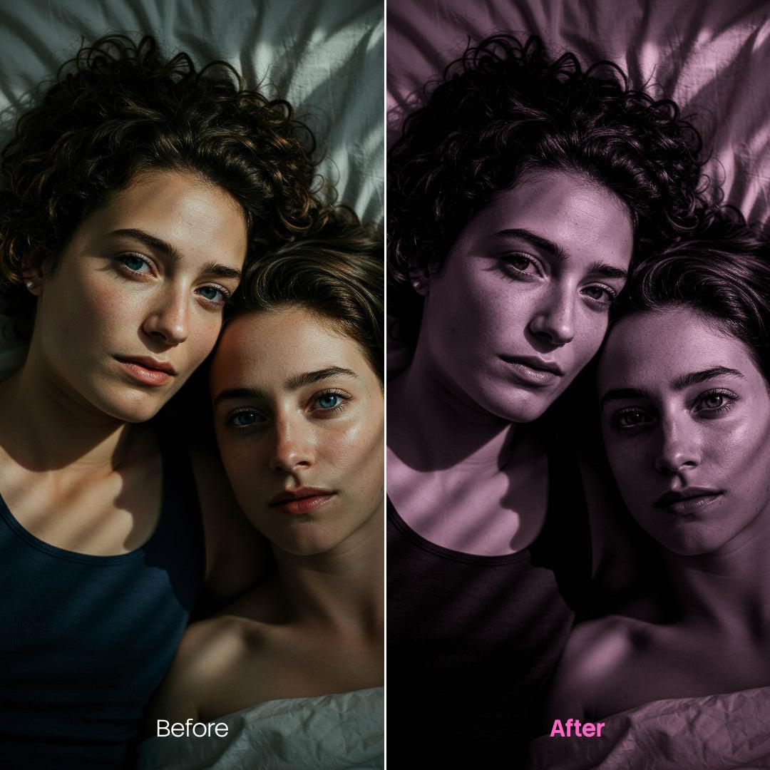 BW Portraits Pink XMP presets color grading preview