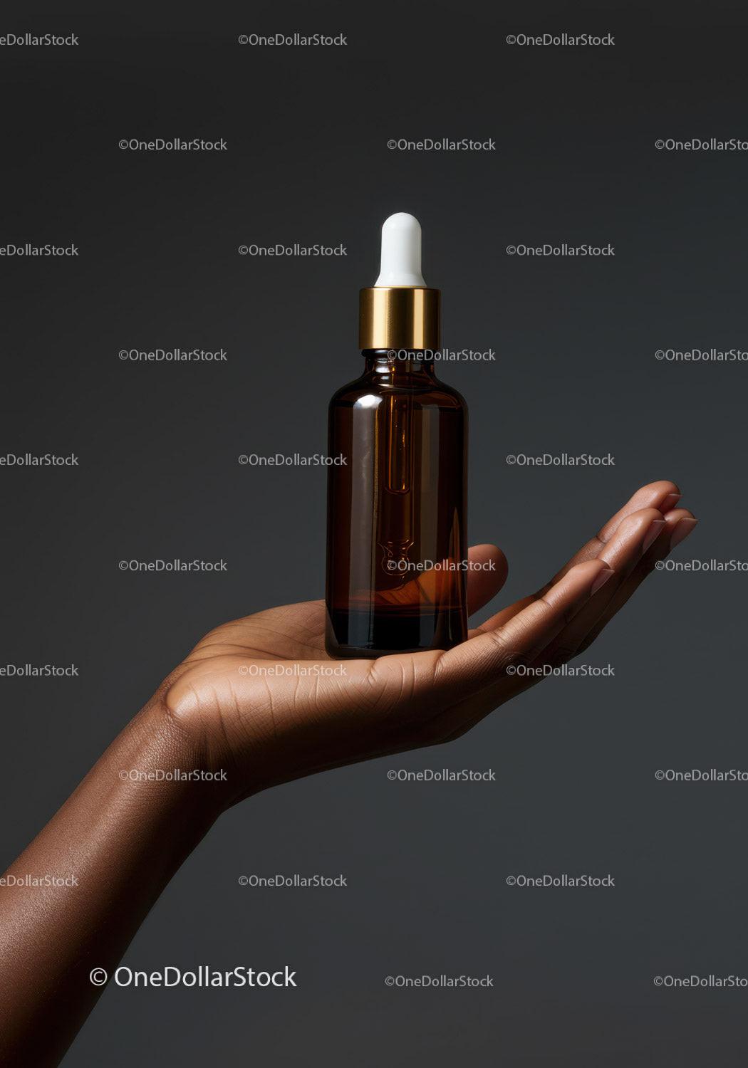 Elegant Amber Dropper Bottle for Skincare Serum JPG Mockup Image preview