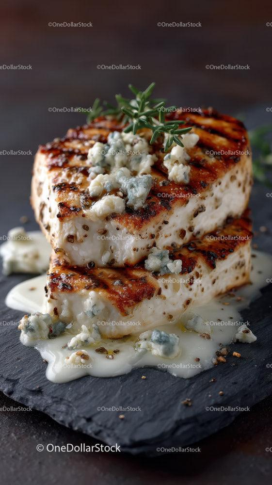 Artisan Blue Cheese Wheel on Dark Rustic Surface in Gourmet Food Setting Stock Photo Bundle preview 18