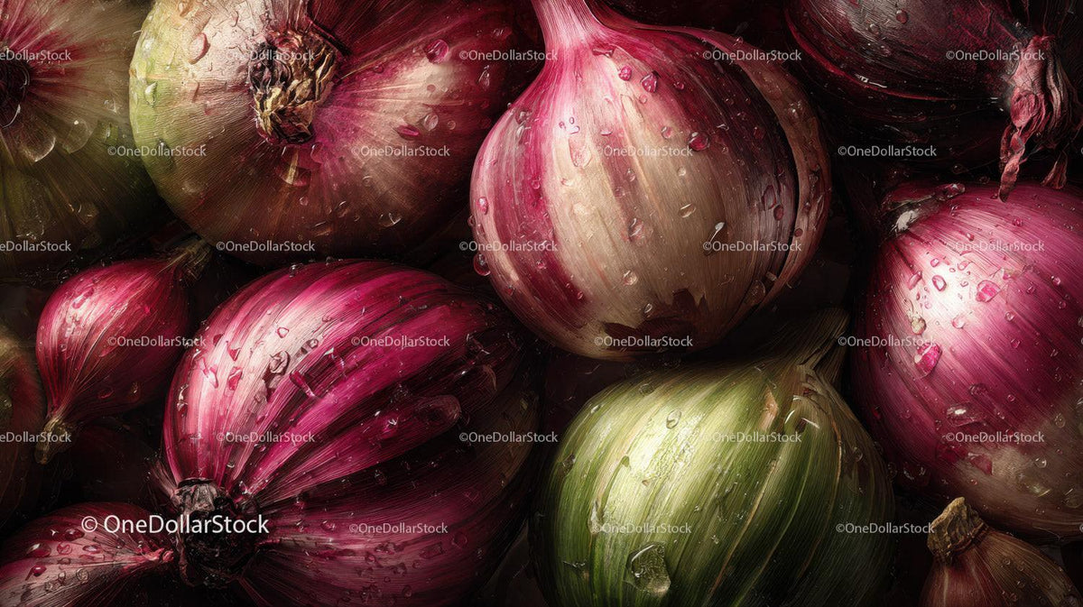 Close-up of Vibrant Red Onions with Water Droplets for Food Photography Stock Photo Bundle preview 23