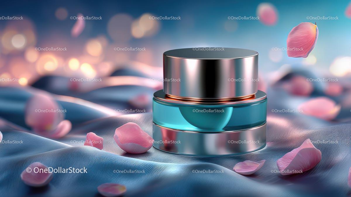 Glass Container with Floating Rose Petals in Tranquil Setting JPG Mockup Image preview 25