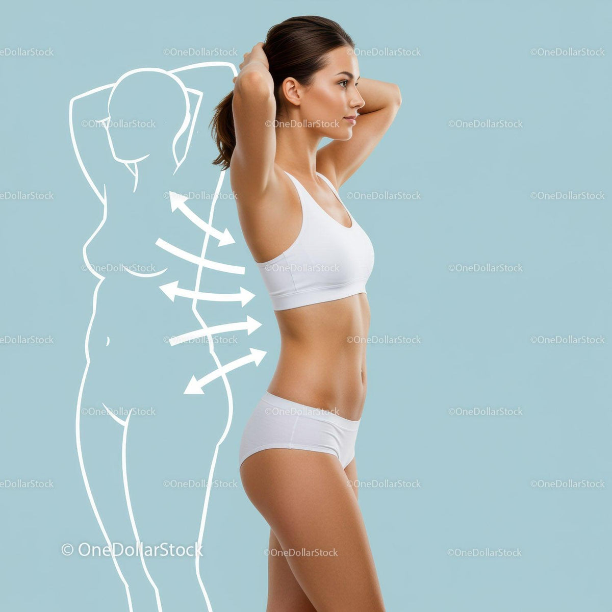Side View of Fit Woman Doing Abdominal Exercise in Minimalist Studio
