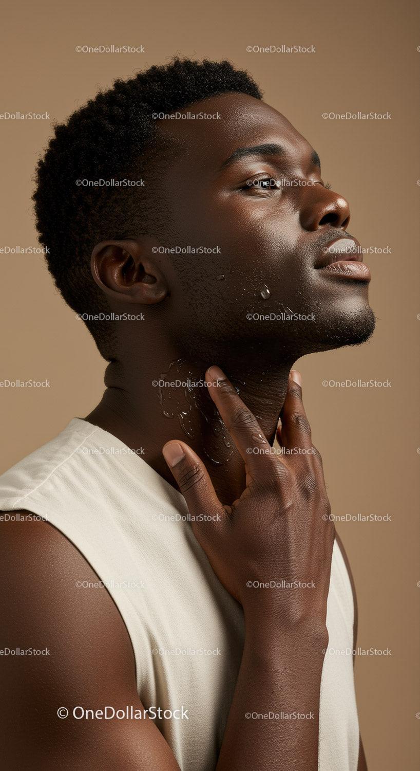 Elegant Male Portrait Showcasing Skincare and Healthy Skin