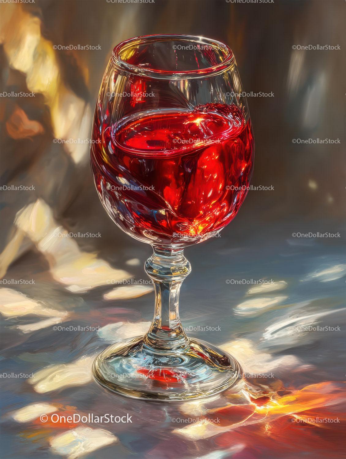Red Wine Glass with Swirling Liquid in Elegant Setting