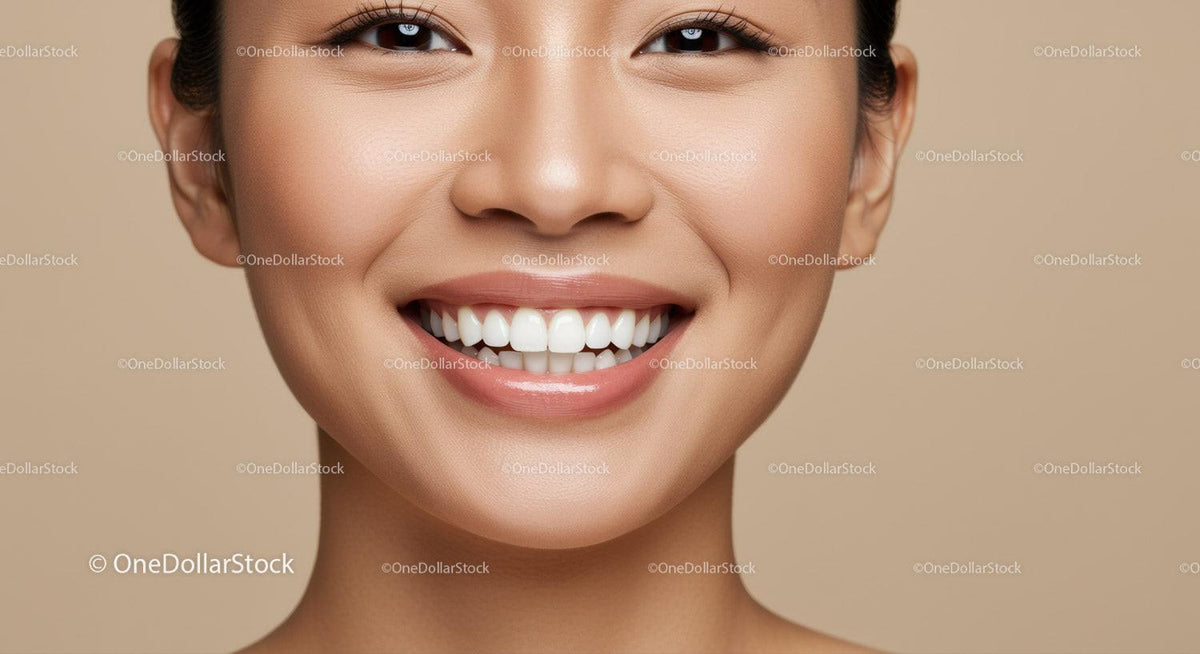 Close up of smiling woman with perfect white teeth