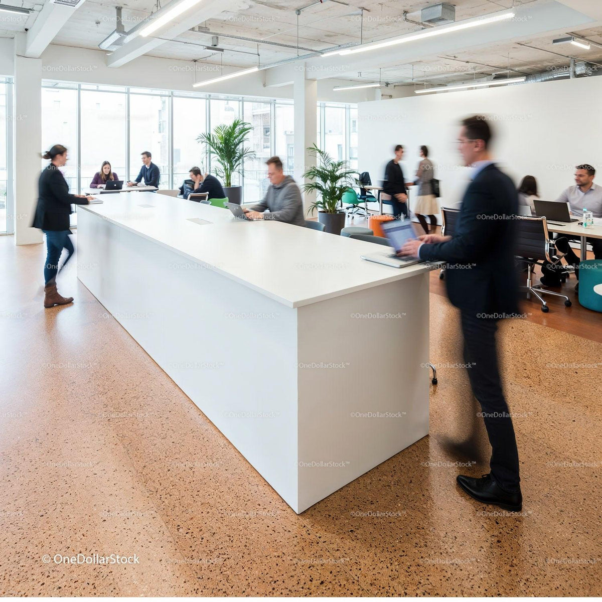 Modern busy office with open workspace and collaboration JPG Mockup Image preview