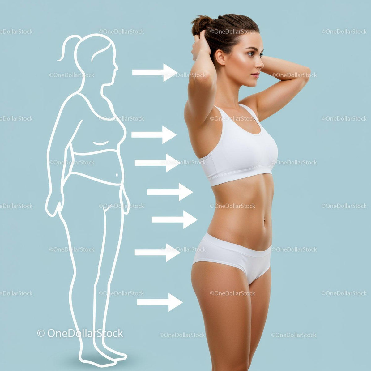 Slender Woman in White Sportswear Demonstrating Fitness and Wellness