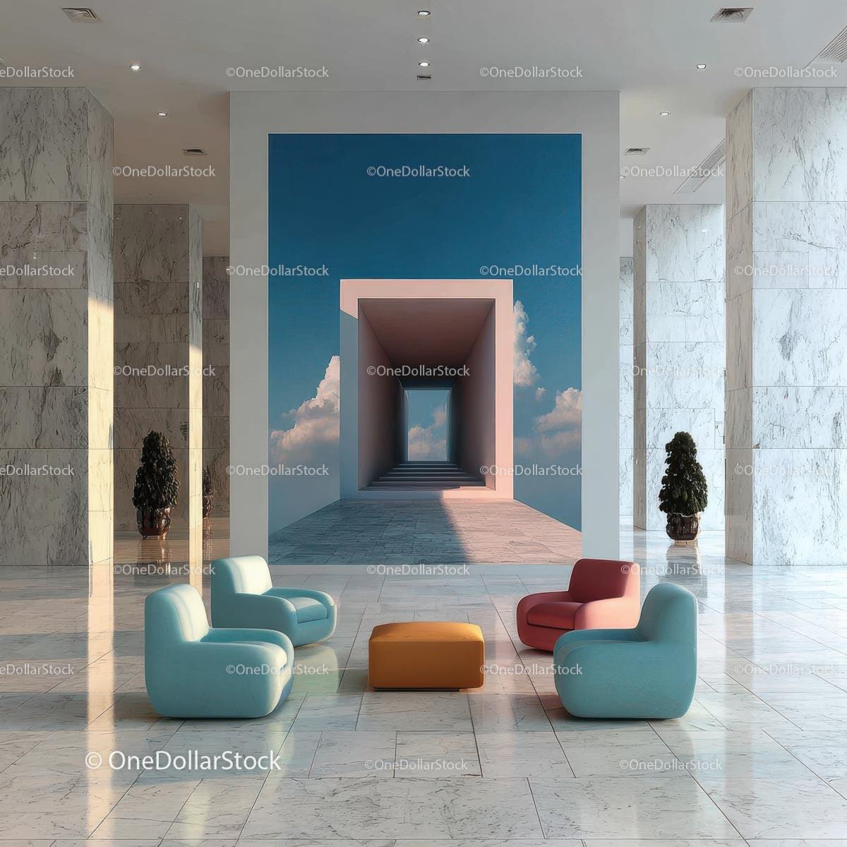 Stylish Modern Interior with Artistic Wall and Elegant Furnishings Stock Photo Bundle preview 37