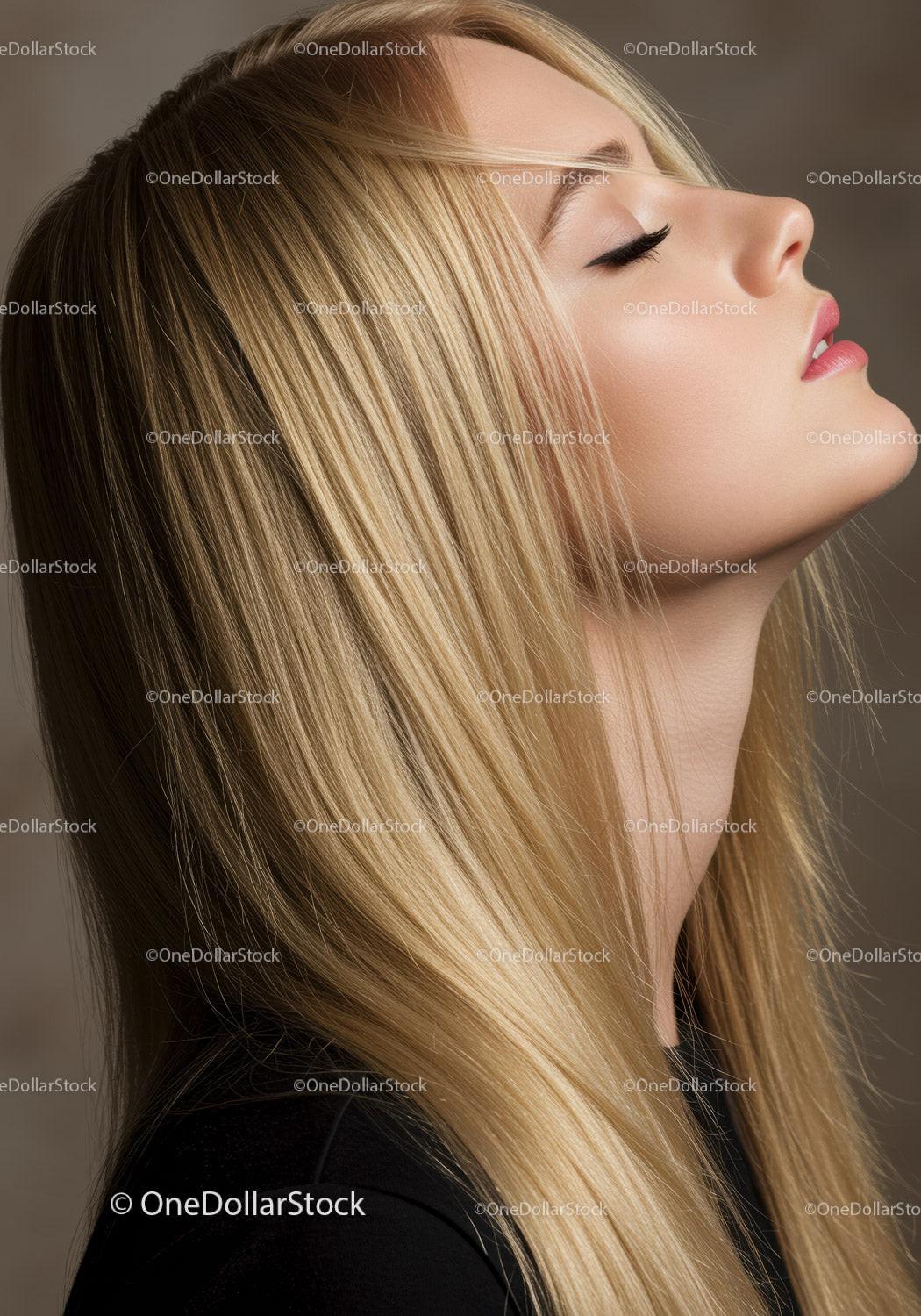 Profile of serene blonde woman with closed eyes