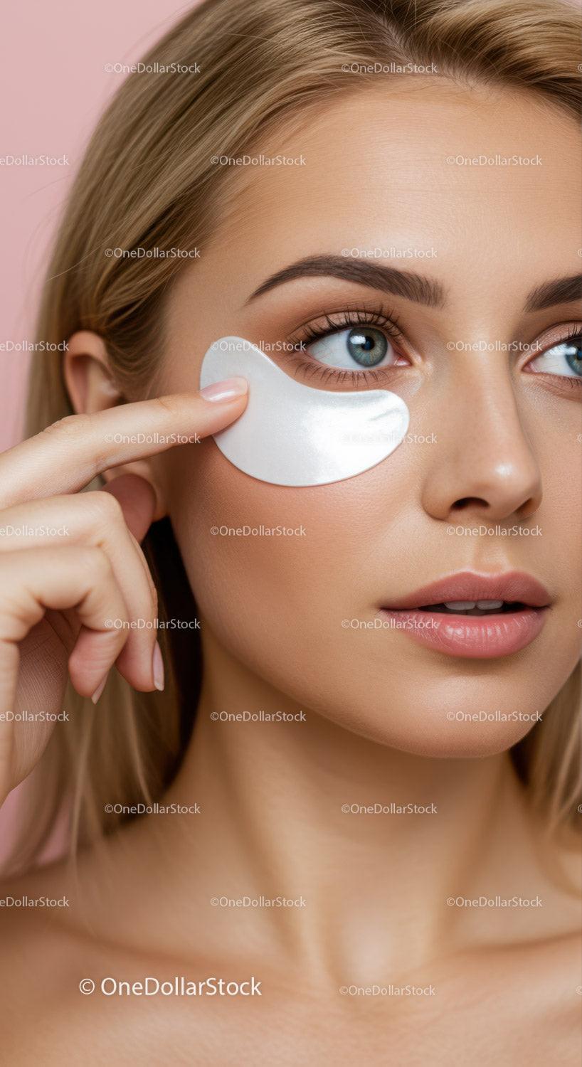 Close-up of Woman Applying Under-Eye Patches for Skin Rejuvenation