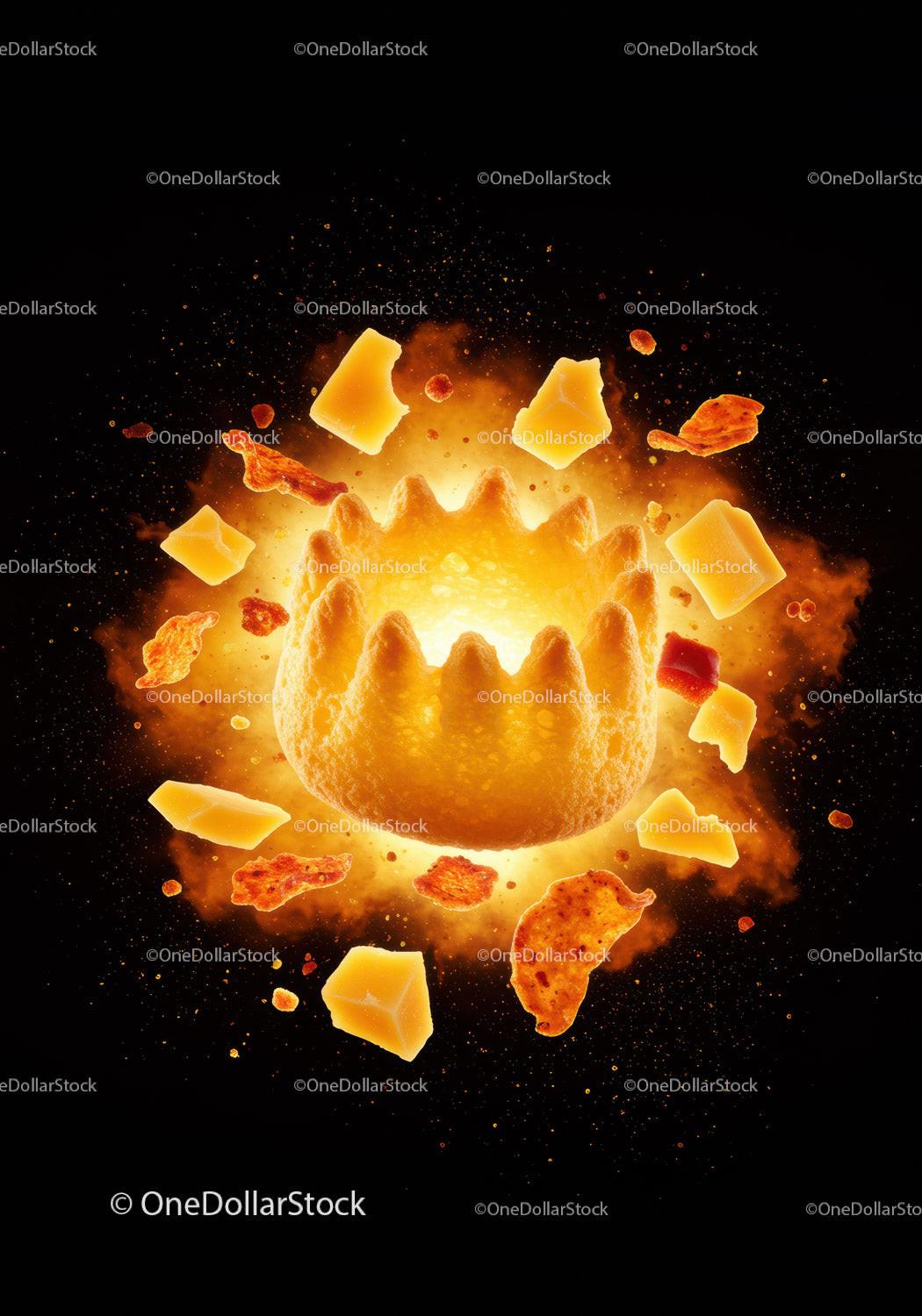 Close Up of Crispy Snack with Cheese Explosion