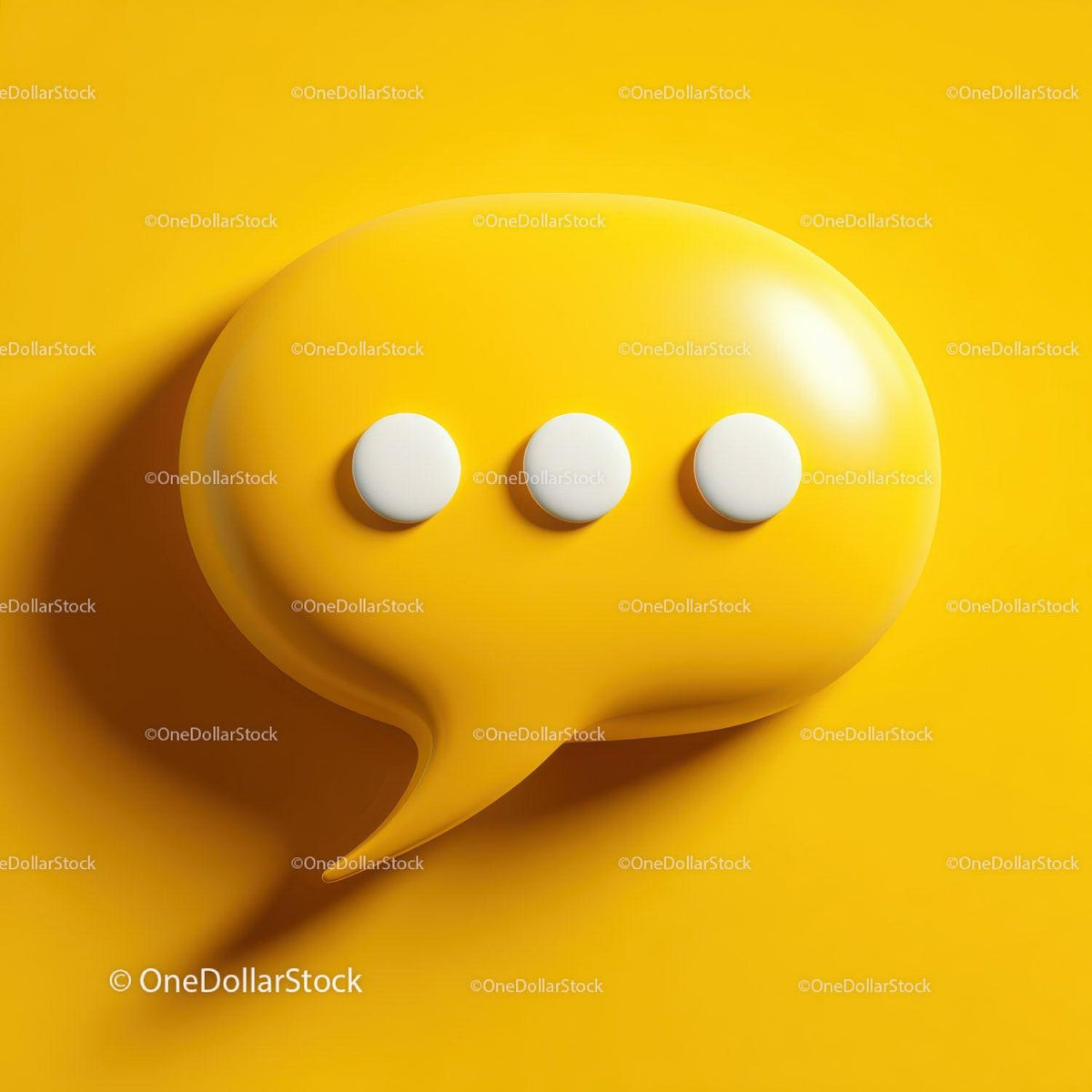Yellow speech bubble icon with three white dots on yellow background