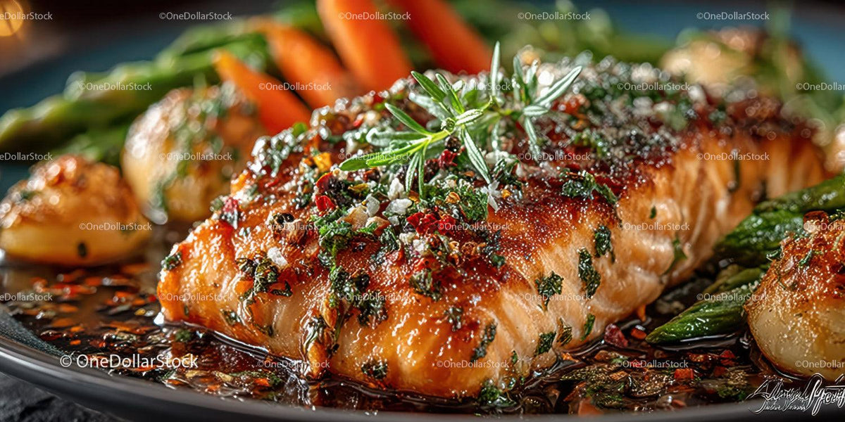 Fresh Grilled Salmon with Asparagus and Herbs for Healthy Dining