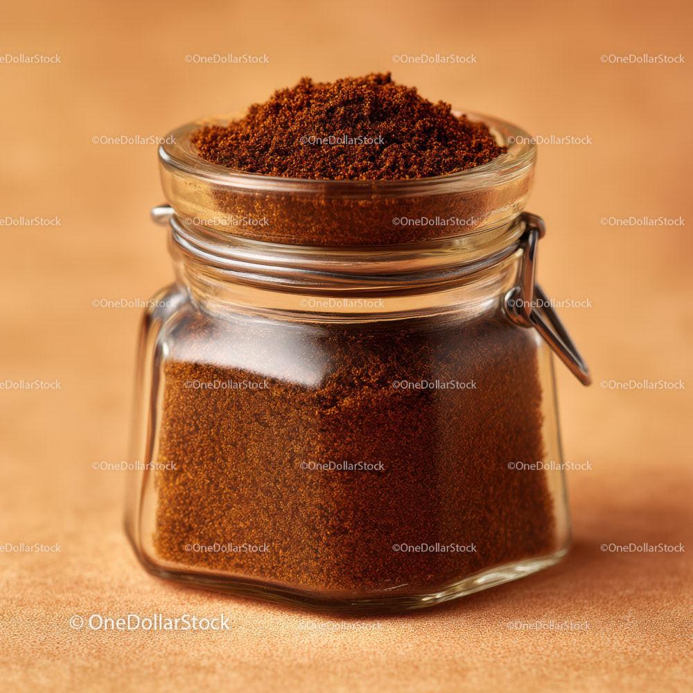Glass Jar Filled with Fine Ground Coffee and Coffee Beans Stock Photo Bundle preview 13