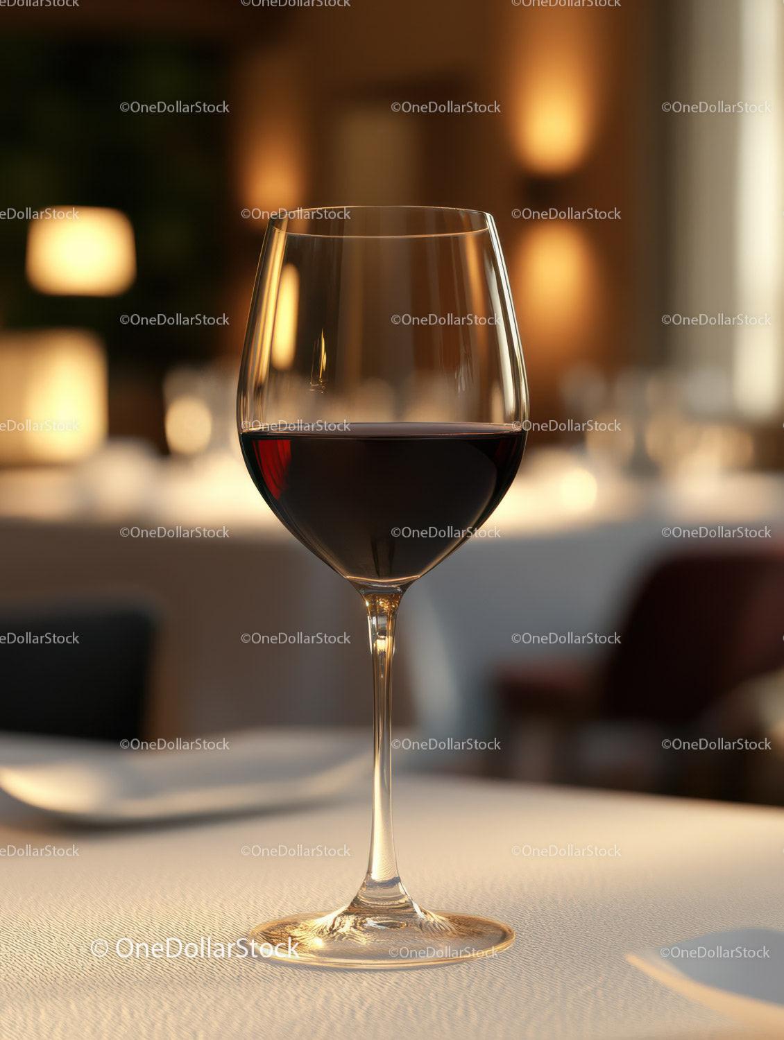 Elegant Glass of Red Wine in Warm Ambiance