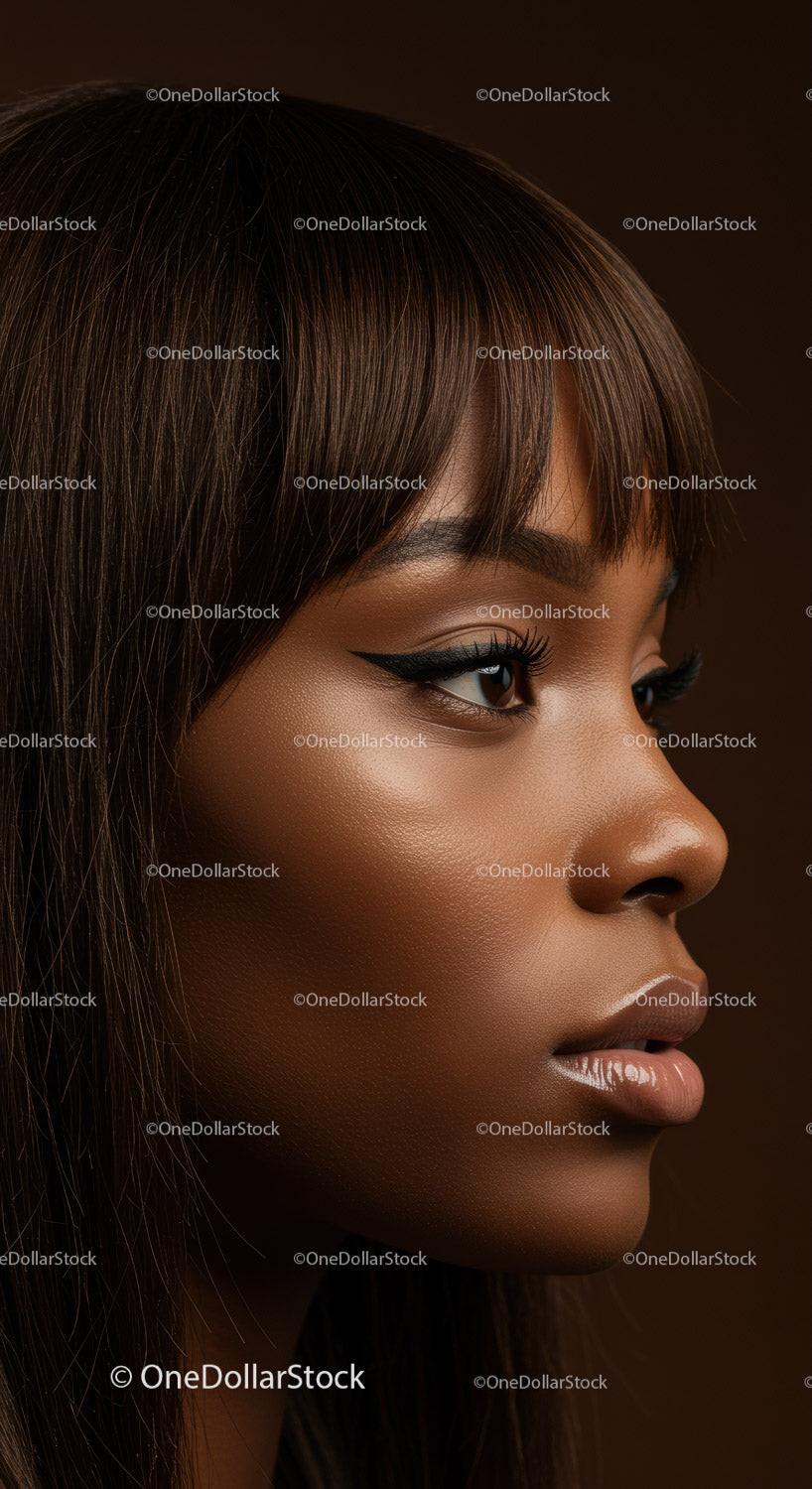 Elegant Female Portrait with Glamorous Makeup and Brown Hair