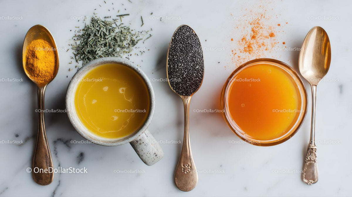 Herbal Tea with Honey and Spices in Elegant Kitchen Setting