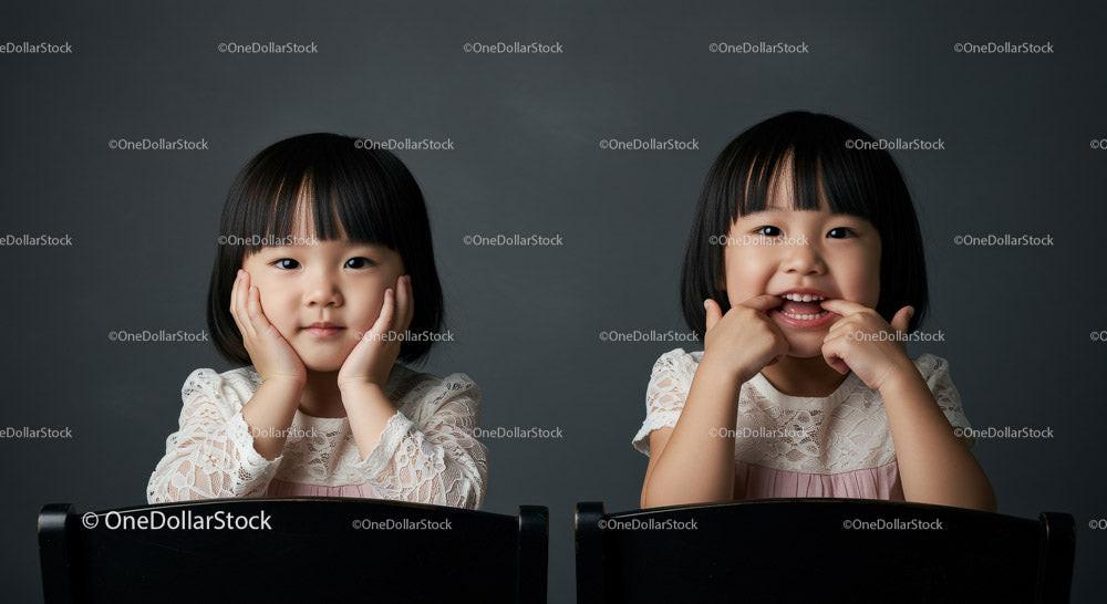 Two Happy Girls with Joyful Expressions Sitting Together Stock Photo Bundle preview 6