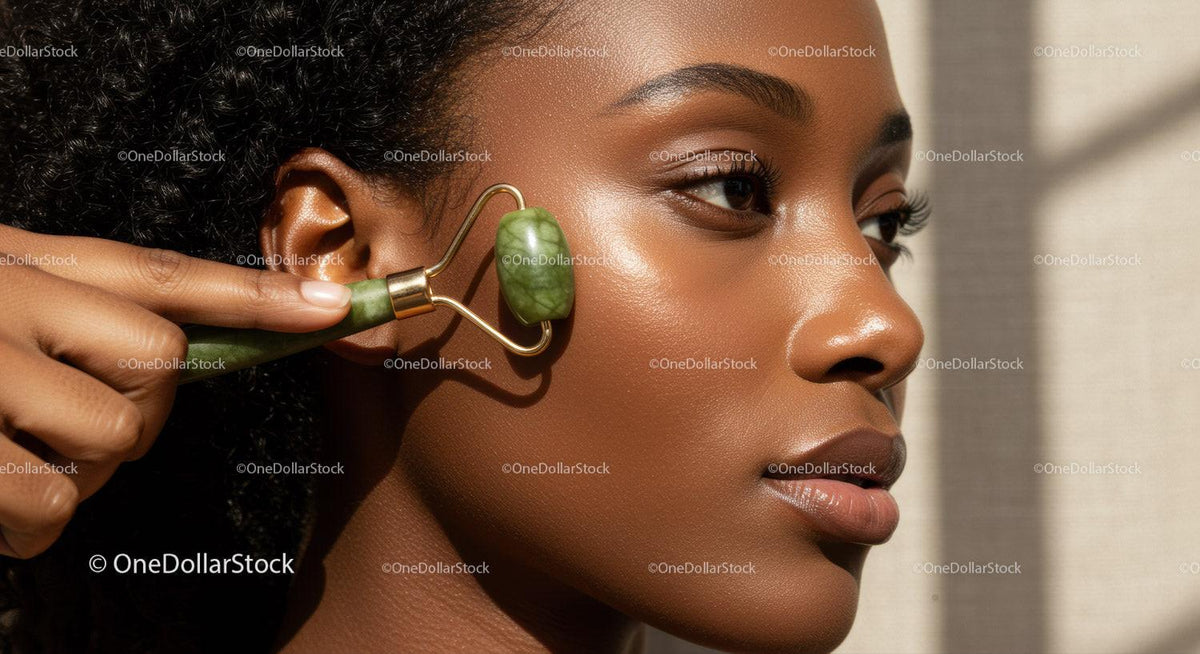 Close Up of Woman Receiving Facial Massage Highlighting Healthy Glowing Skin
