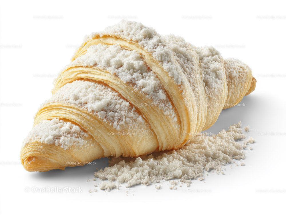 Freshly Baked Flaky Croissant Dust with Sugar
