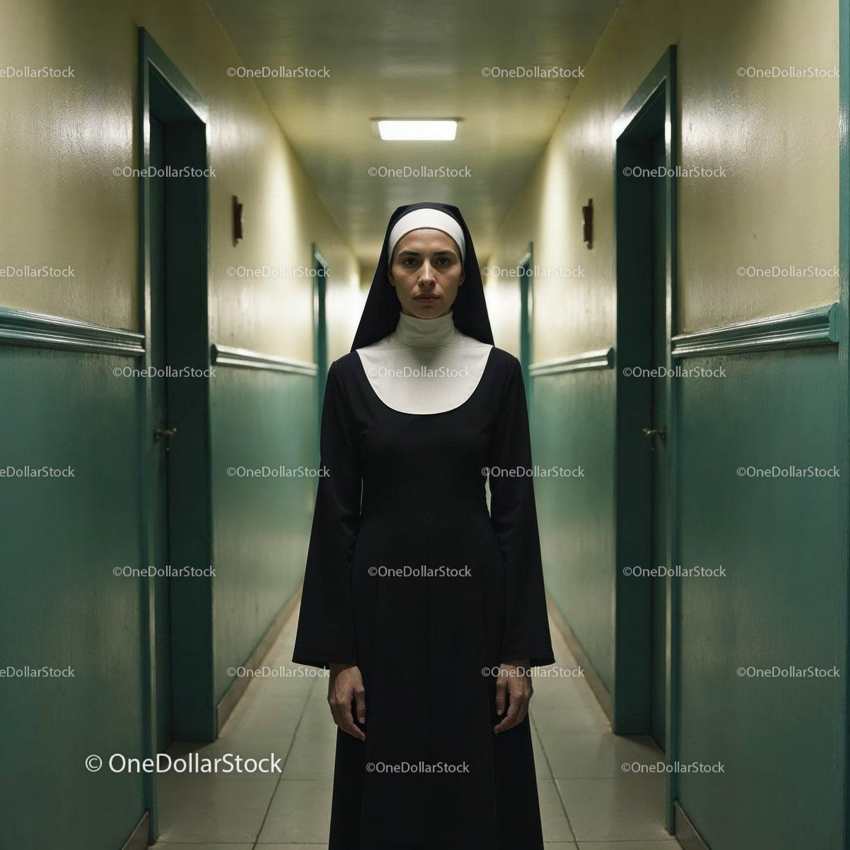 Confident Nurse in Hospital Corridor With Serious Expression Stock Photo Bundle preview 23
