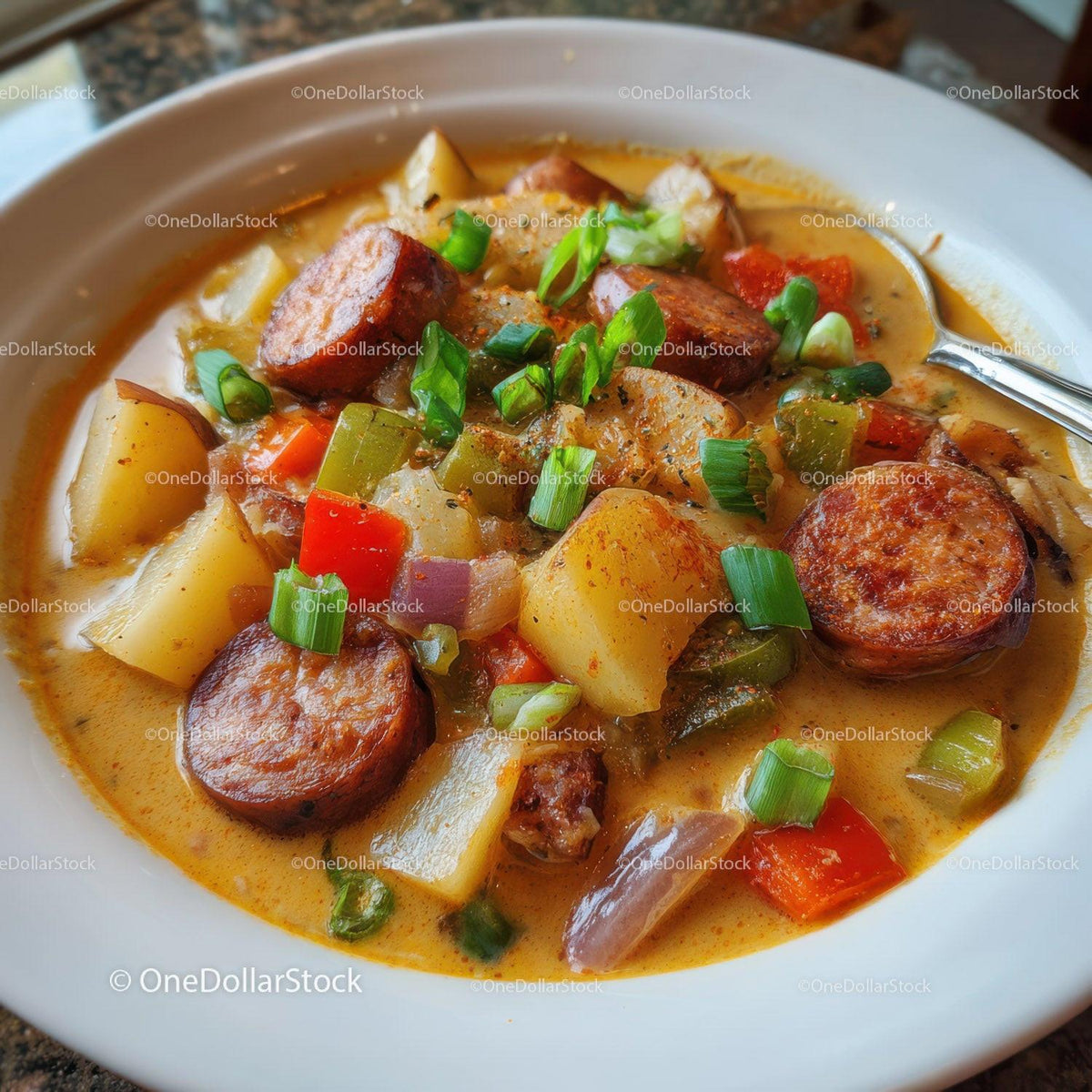 Hearty Sausage and Vegetable Soup with Potatoes and Carrots Stock Photo Bundle preview 14