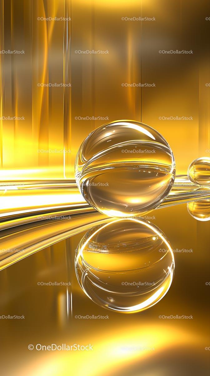 Elegant Golden Glass Sphere Abstract Art for Luxury Interior Decor