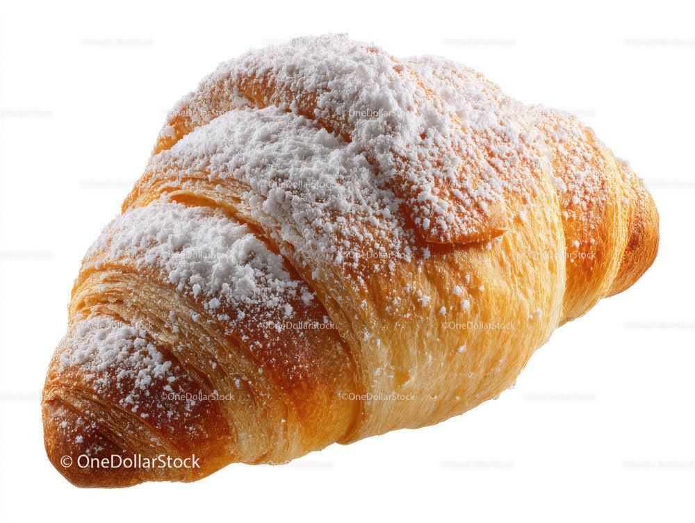 Golden Croissant with Powdered Sugar on White Background Stock Photo Bundle creative preview 4