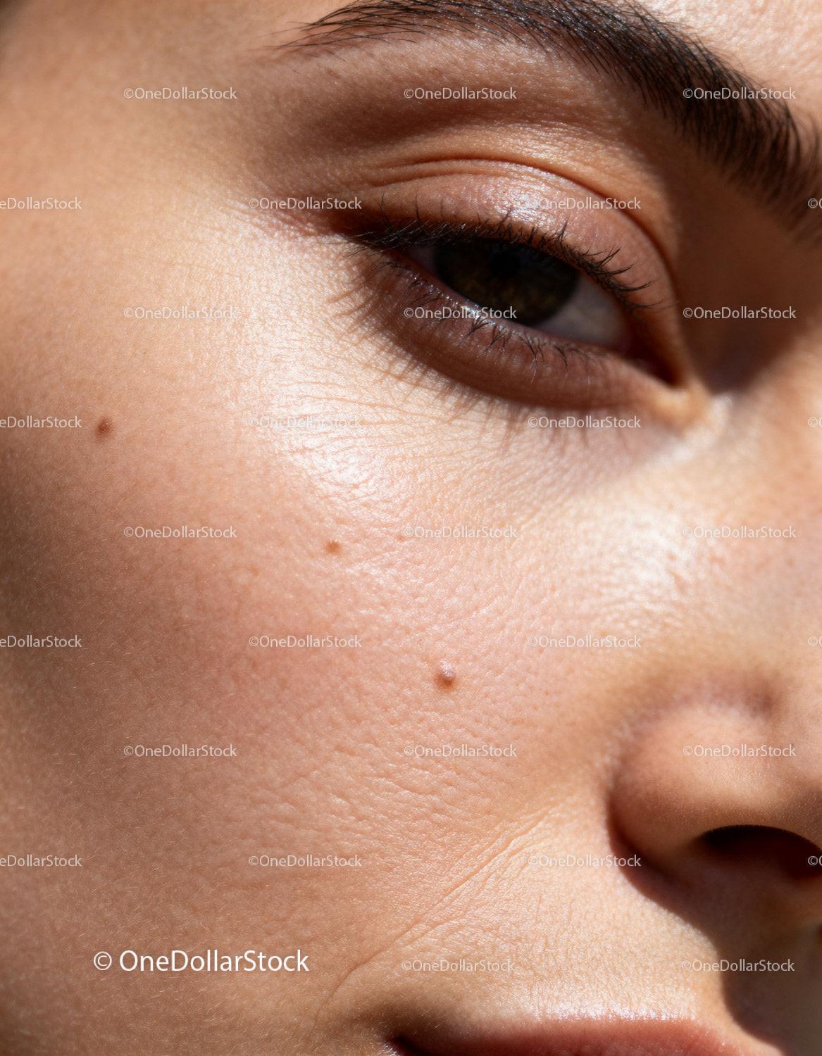 Close-up of natural skin texture and healthy eye