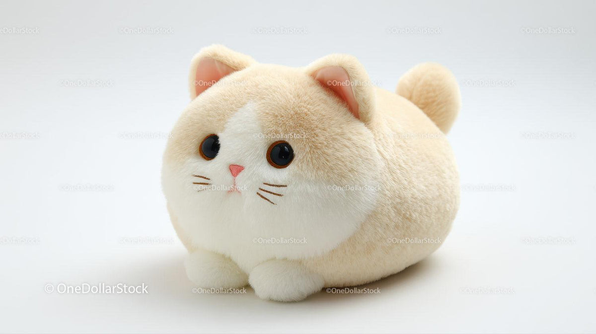 Cute Plush Cat Toy with Large Black Eyes and Pink Nose Stock Photo Bundle preview 36