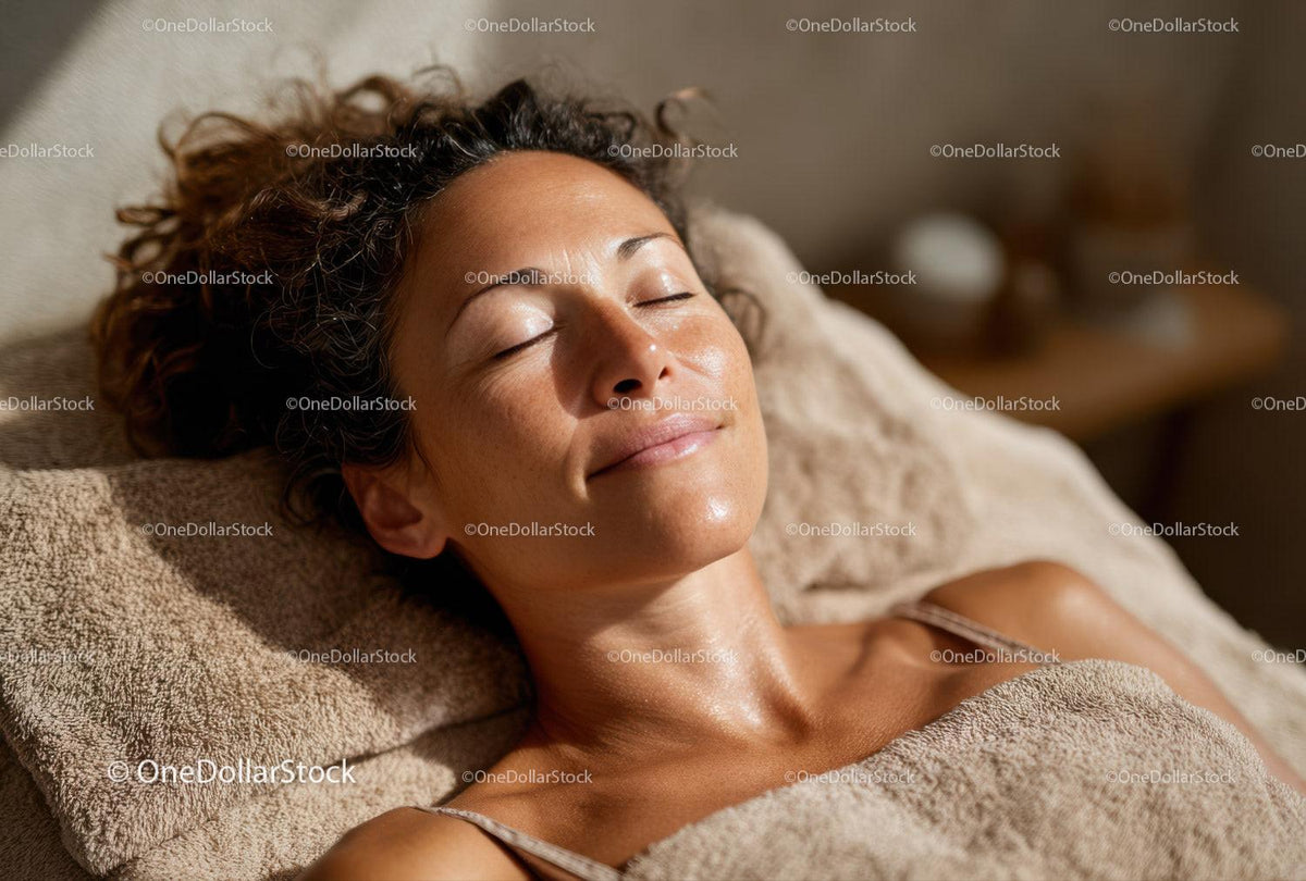 Relaxing Woman with Glowing Skin Enjoying Spa and Wellness Treatment