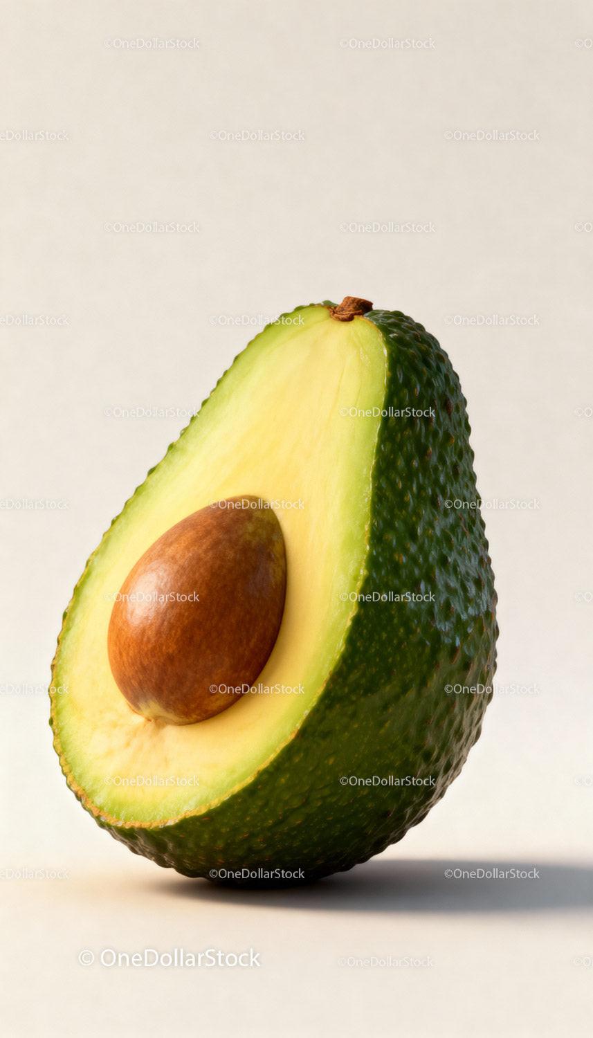 Fresh Half of Ripe Avocado with Seed Close Up