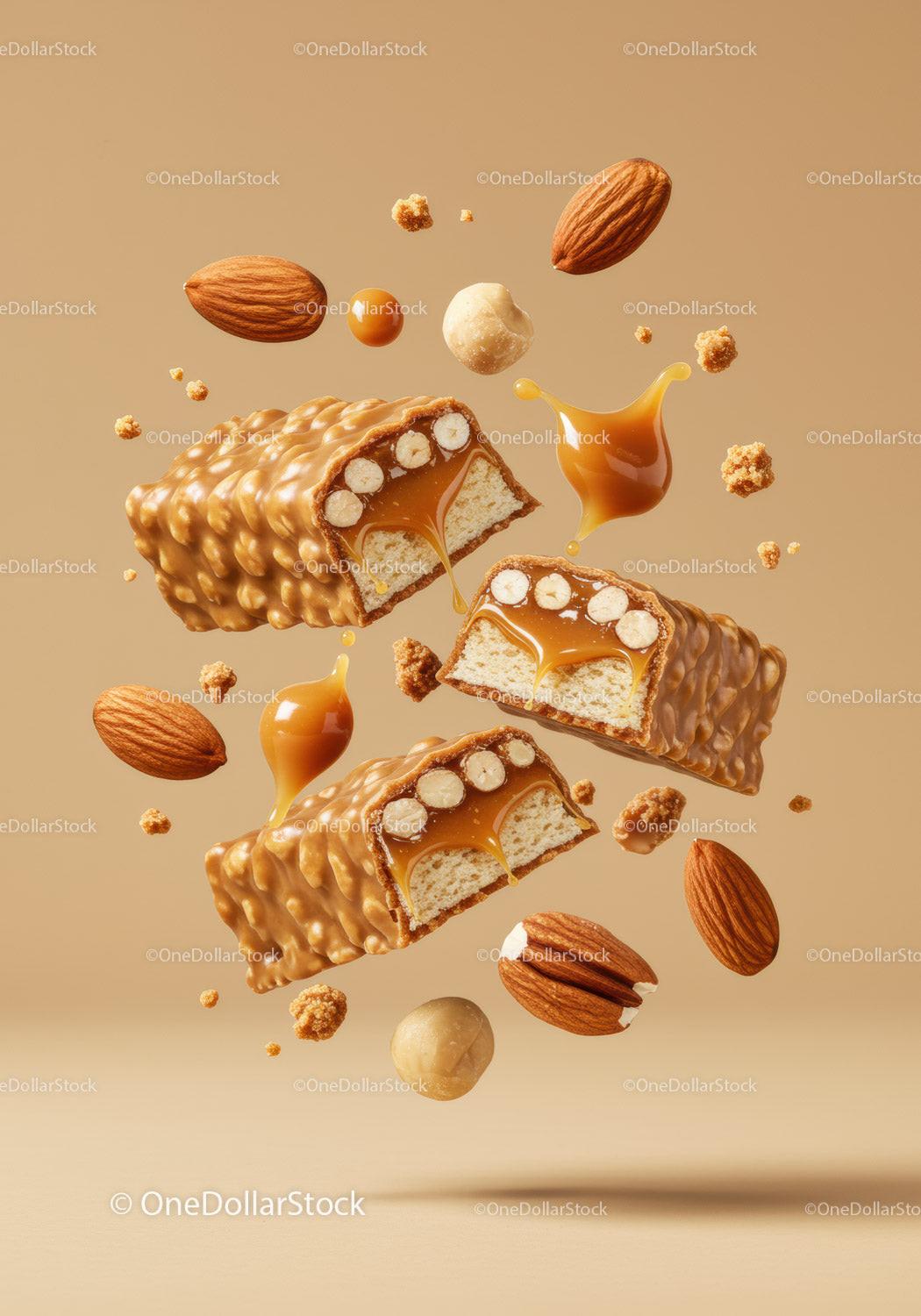 Caramel Nut Chocolate Bar with Almonds and Hazelnuts