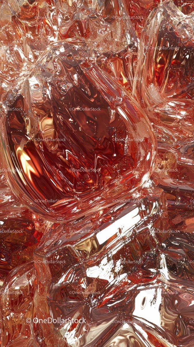 Abstract Metallic Copper Liquid Scene with Glossy Fluid Texture