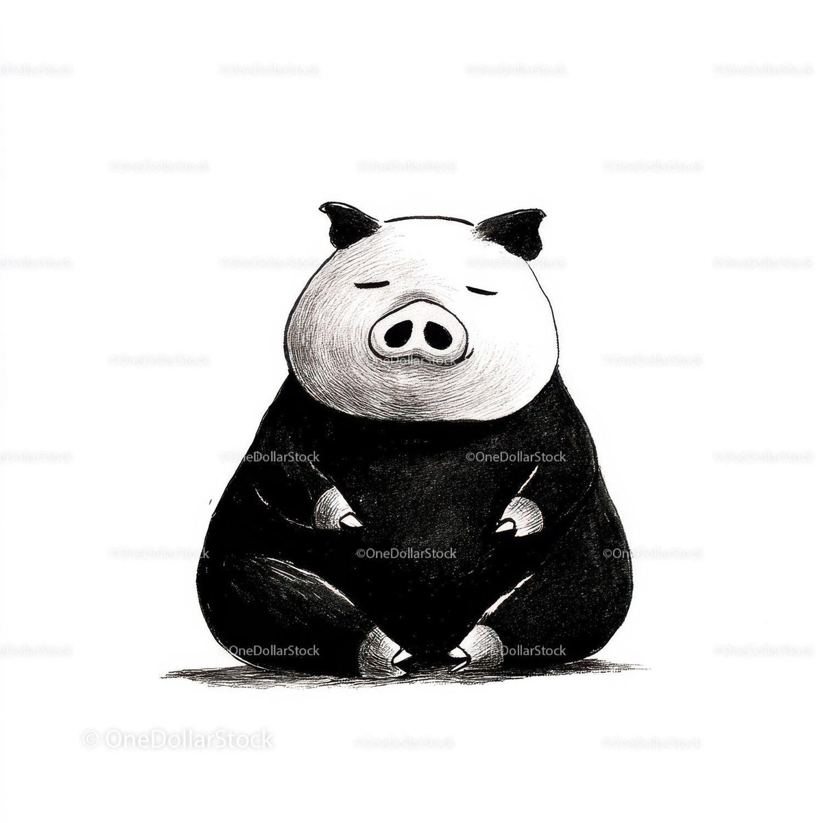 Black Pig Sculpture with Unique Textured Animal Art Stock Photo Bundle preview 30