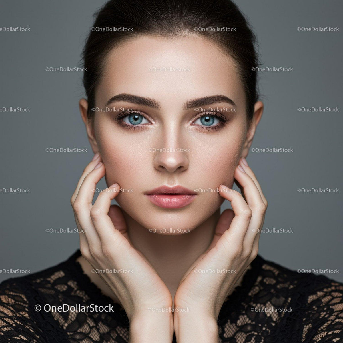 Portrait of a Beautiful Woman with Blue Eyes and Elegant Appearance