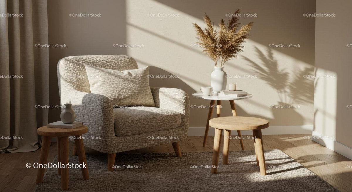 Cozy reading nook with armchair and natural decor