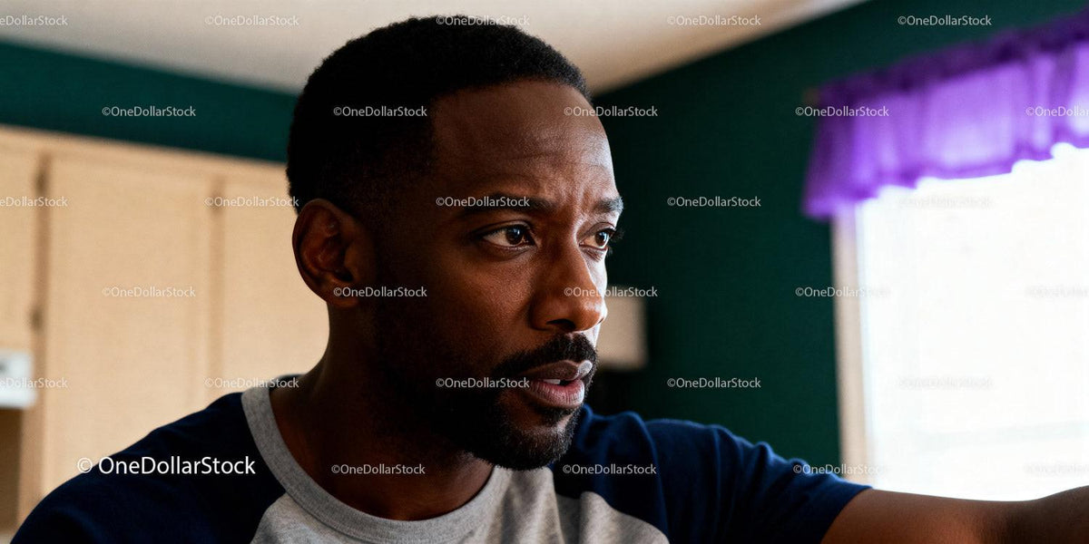Focused man deep in thought by window light