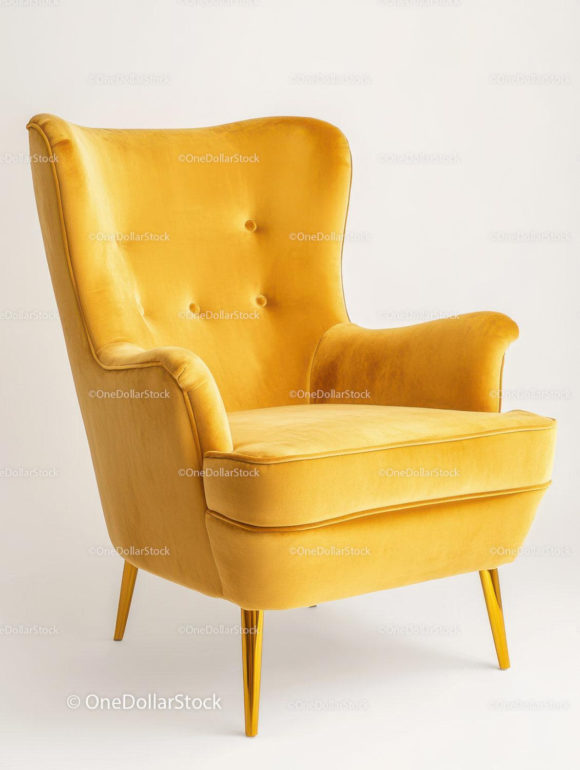 Stylish Yellow Velvet Armchair for Modern Living Room Decor