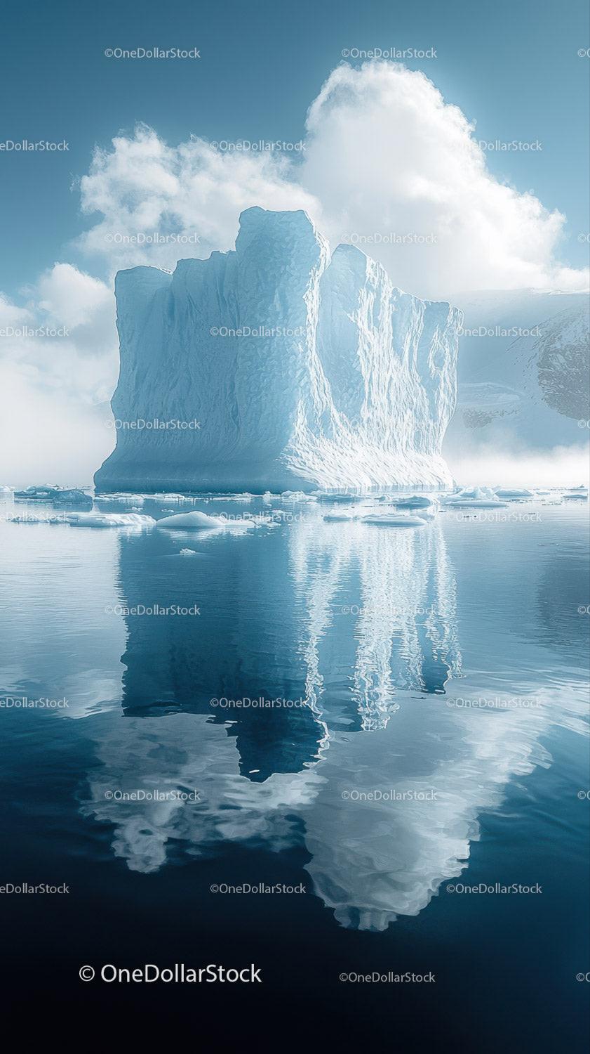 Majestic Blue Iceberg Reflecting in Calm Polar Waters Under Bright Sun Stock Photo Bundle preview 8