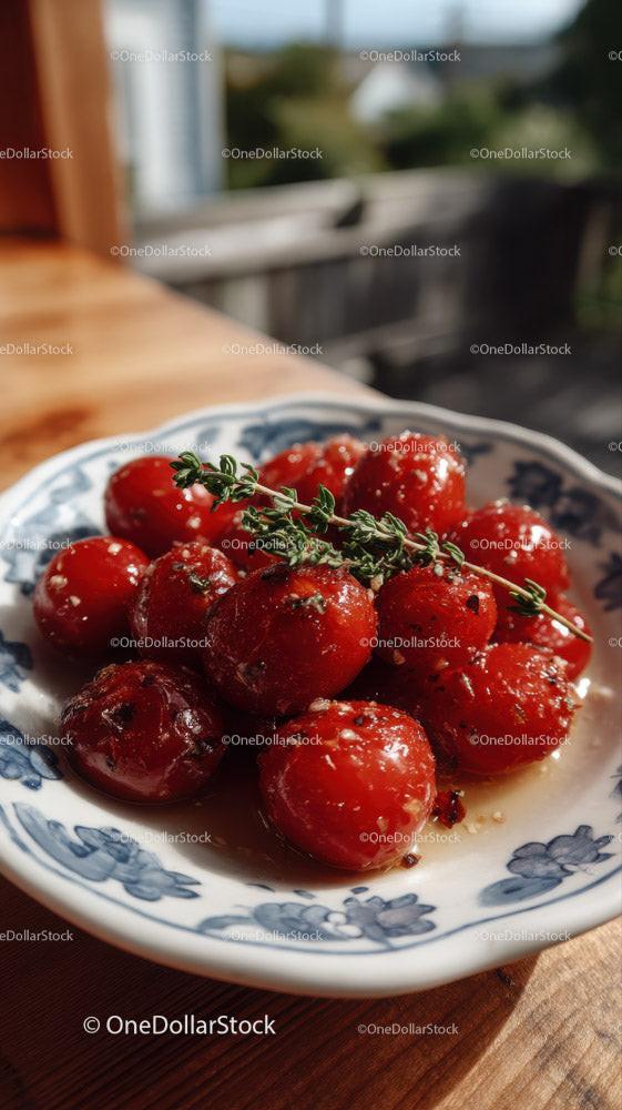Delicious Cherry Tomato Toast with Fresh Herbs in Outdoor Setting Stock Photo Bundle preview 18
