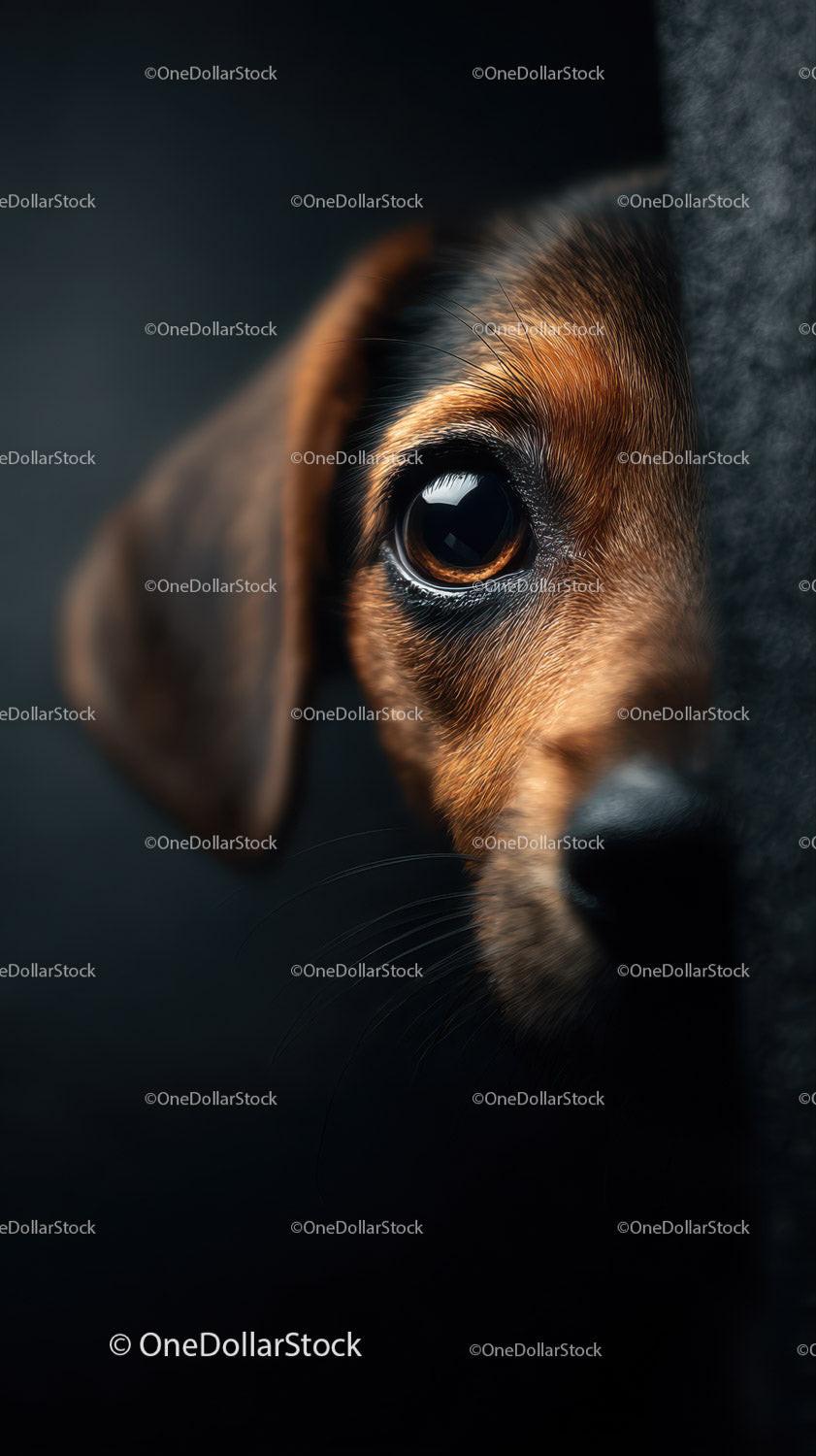 Close-up of a Curious Puppy with Big Brown Eyes