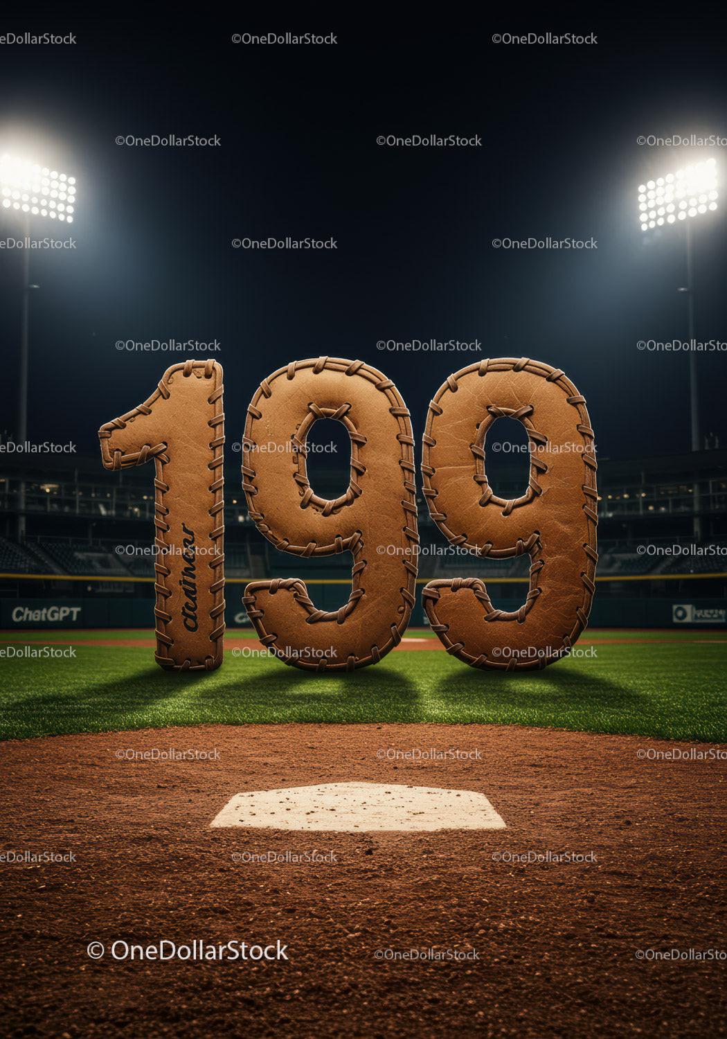 Vintage Baseball Stitching Forms Number 199 on Field