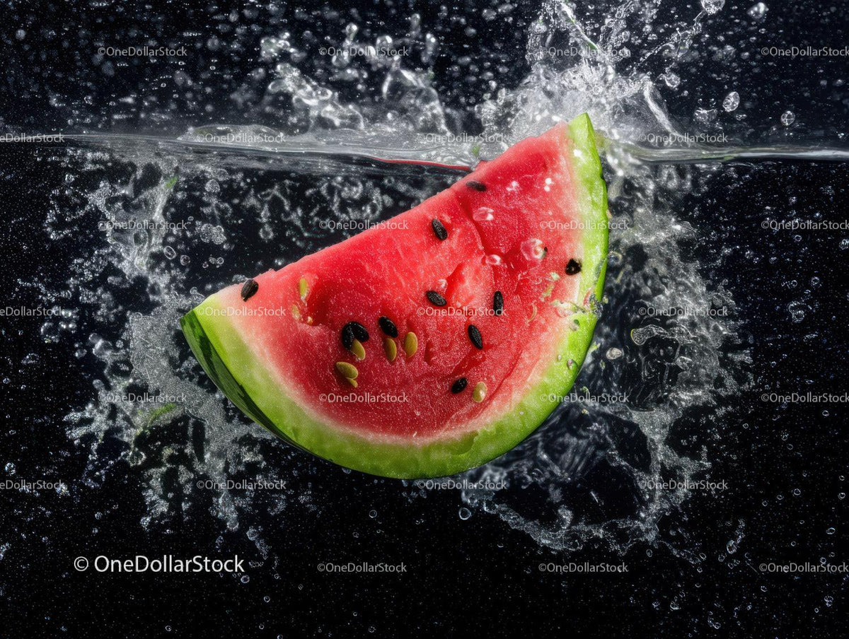 Fresh Watermelon Slice with Juicy Red Flesh and Seeds