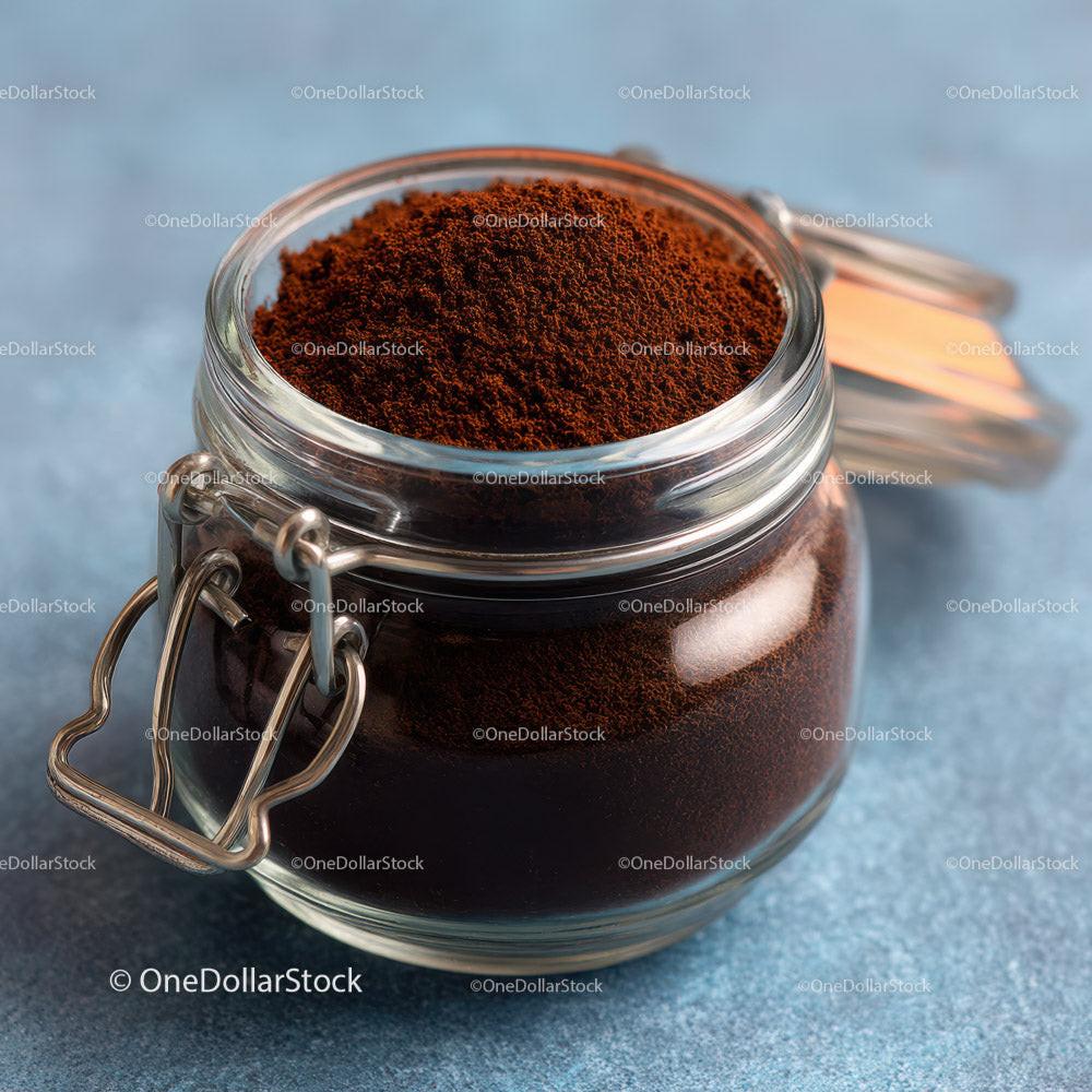 Glass Jar Filled with Fine Ground Coffee and Coffee Beans Stock Photo Bundle preview 8