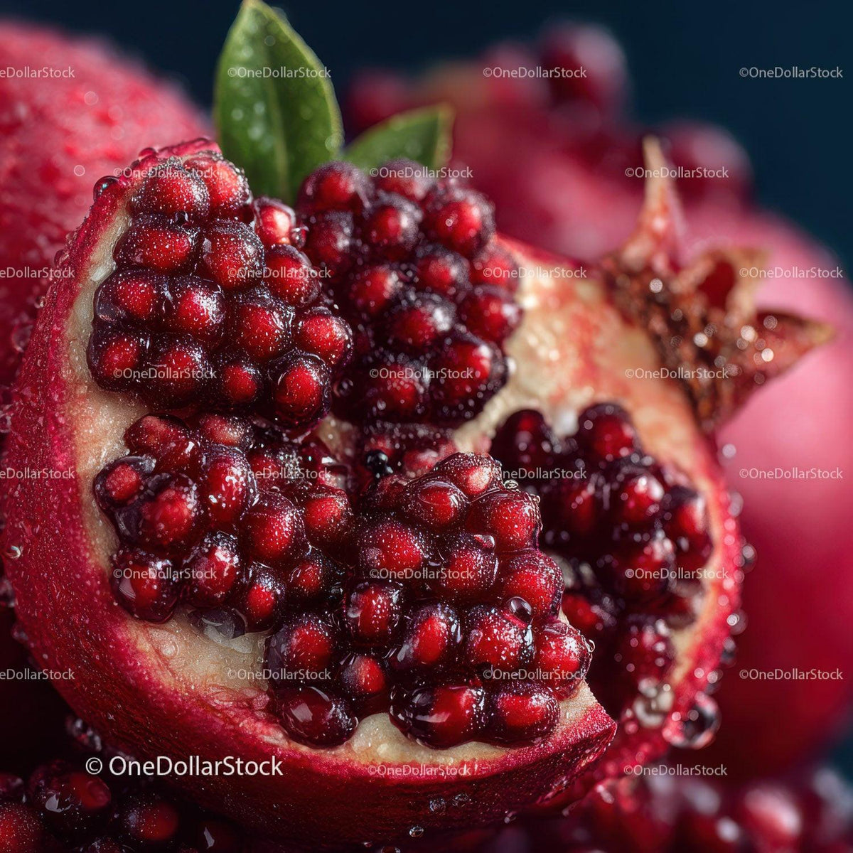 Close-up of Juicy Pomegranate Seeds with Vibrant Red Color