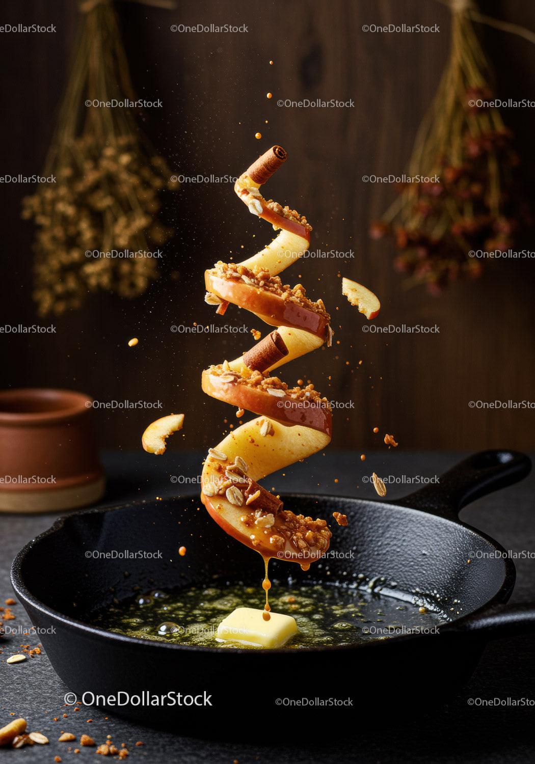 Cinnamon Apple Slices Tossed in Butter and Granola