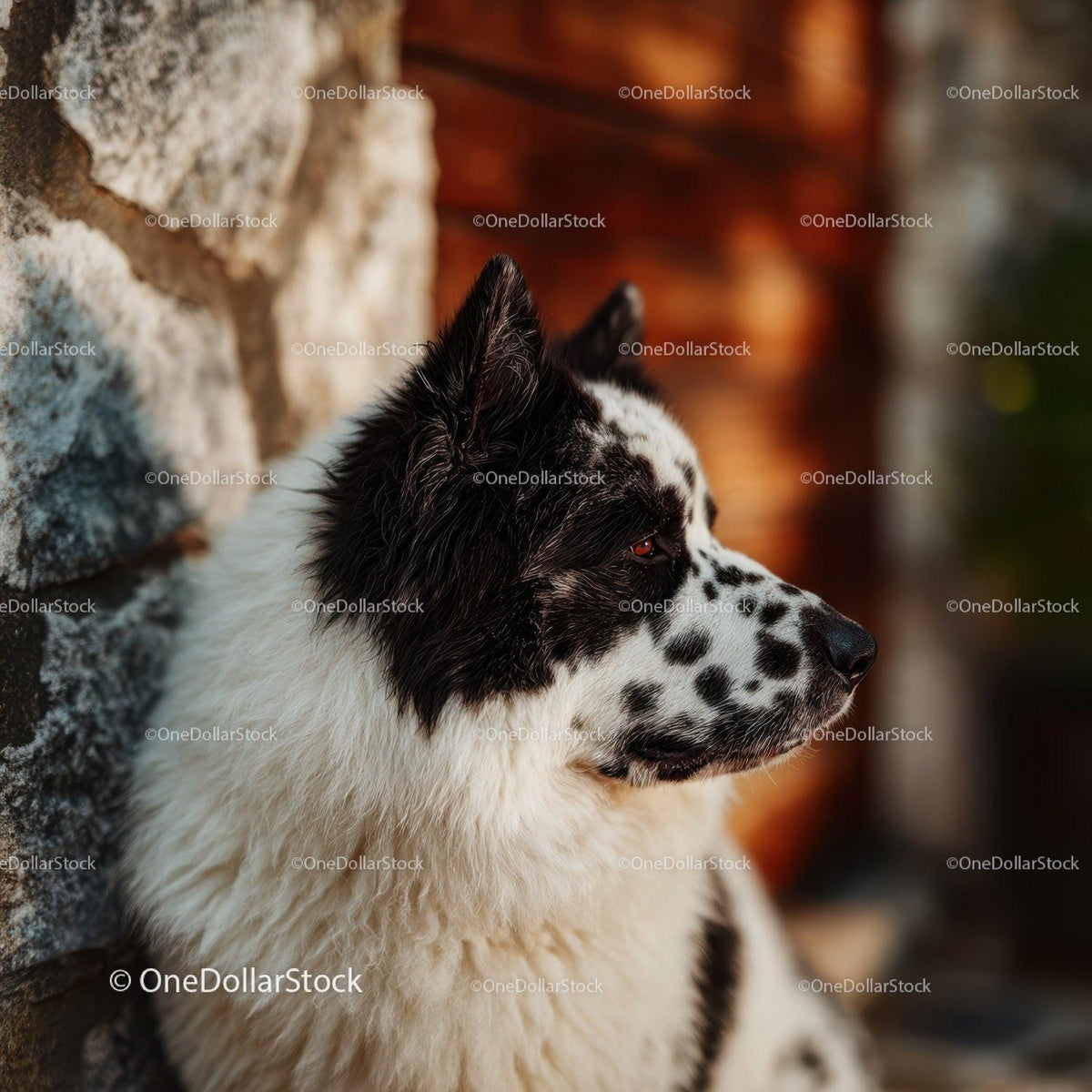Black and White Border Collie Dog Portrait in Natural Setting
